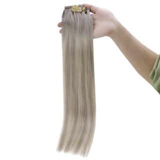 Full Shine Clip in Extensions 100% Remy Human Hair 7 Pieces Highlights (#19/8/60)-Clip In Extensions-Full Shine