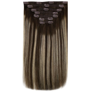 Full Shine Clip in Extensions 100% Remy Human Hair 7 Pieces Balayage Highlights (#2/60/2)-Clip In Extensions-Full Shine