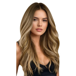 Full Shine Clip in Extensions 100% Remy Human Hair 7 Pieces Balayage Highlights (#4/27/60/8)-Clip In Extensions-Full Shine