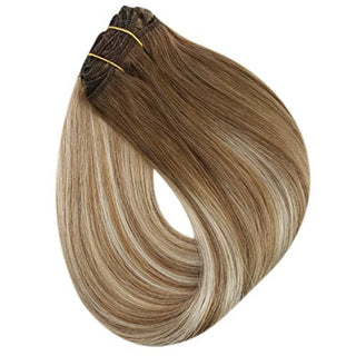 Full Shine Clip in Extensions 100% Remy Human Hair 7 Pieces Balayage Highlights (#10/6/6)-Clip In Extensions-Full Shine