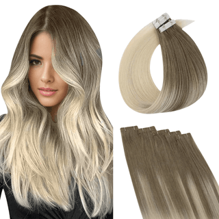 Full Shine Virgin Human Hair Seamless Invisible Injection Tape in Extensions Dark Brown (#4)-Seamless Injection Tape in extension-Full Shine