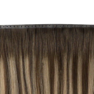 Fullshine Hair Extensions with Invisible Weft, constructed from 100% human hair for a natural and elegant style, ensuring a flawless and undetectable integration with your own hair.