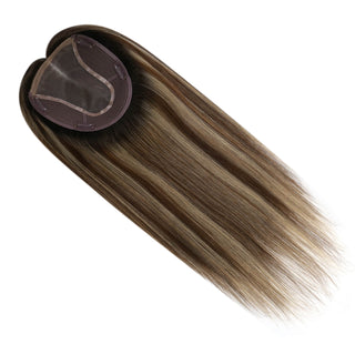 100% Human Hair Extensions combined with a large base 6x7 inch topper, providing full coverage and a flawless blend for a stunning hairstyle.