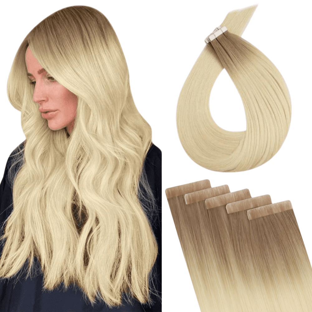 [New Color]Full Shine Best Seamless Injection Tape in Extensions 100% Virgin Hair (#R8T60)-Seamless Injection Tape in extension-Full Shine