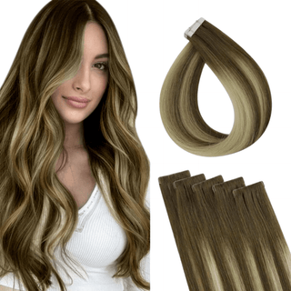 Full Shine High Quality Virgin Hair Injection Tape in Extensions Balayage Highlights-Seamless Injection Tape in extension-Full Shine