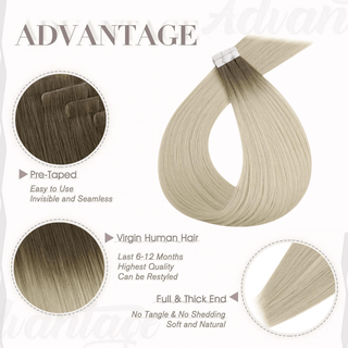 Full Shine Seamless Injection Tape In Hair Extensions Dark Blonde (#9A/10/800)-Seamless Injection Tape in extension-Full Shine