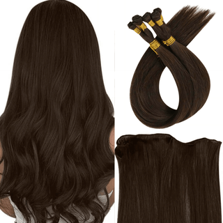 Full Shine Best Hand Tied Weft Hair Extensions 100% Virgin Human Dark Brown (#4)-Virgin Handmade Hair Weft-Full Shine