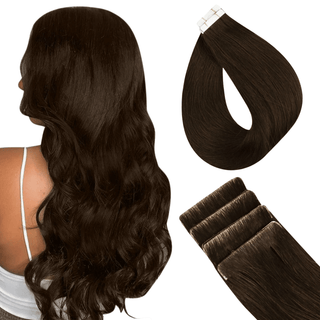 Full Shine Virgin Human Hair Seamless Invisible Injection Tape in Extensions Dark Brown (#4)-Seamless Injection Tape in extension-Full Shine