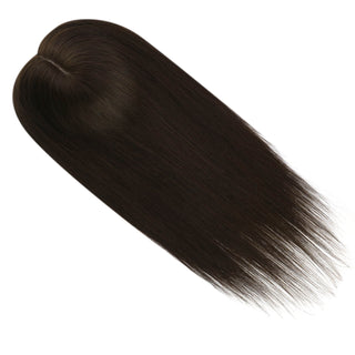 Full Shine Virgin 6*7 Inch For Women Hair Loss Real Human Hair Toppers Darkest Brown（#2）-6*7 Topper-Full Shine