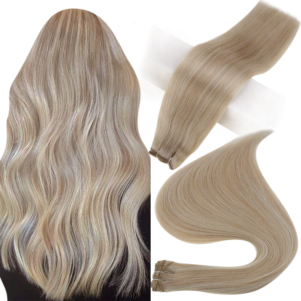 Full Shine Sew In Hair Weft Bundles 100% Remy Human Hair Blonde Highlights